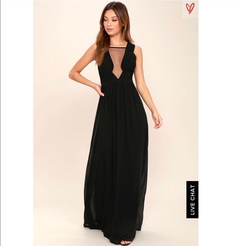 NWT Lulus black maxi with mesh detail.